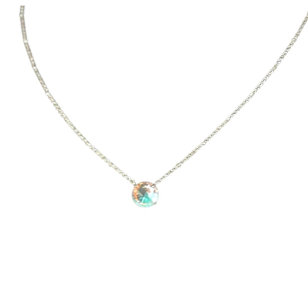 Kendra Scott Pendant Silver Necklace in Dichroic Glass, "Jolie"